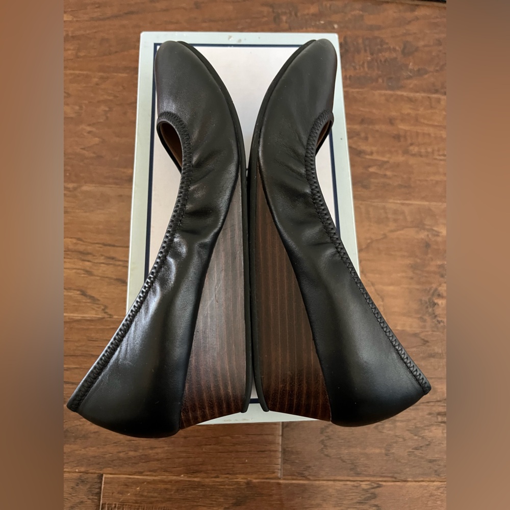 Susina Size 7.5 Fraya-Lea Black Leather Wedge Heel Shoes In Box Fraya Lea 7 1/2 - Picture 6 of 9
